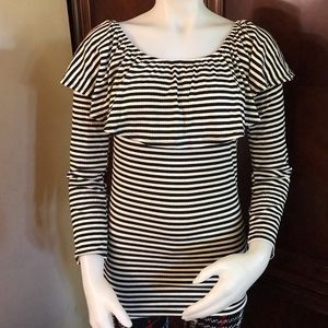 🆕 Bellino Black/White Stripe Blouse-X-Lg